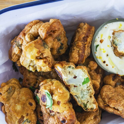 Light Cauliflower Fritters with Spicy Tahini Sauce