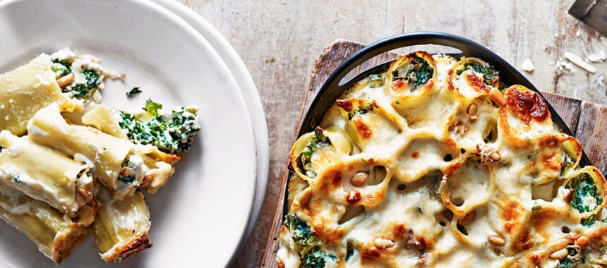 Cannelloni with Kale and Lemon Mascarpone