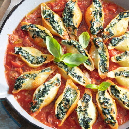 Conchiglioni Stuffed with Brousse and Spinach