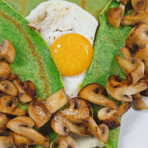 Green Crepes with Young Spinach Shoots