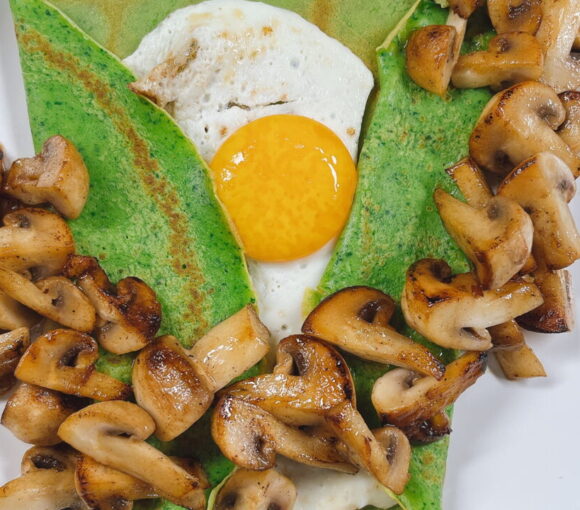 Green Crepes with Young Spinach Shoots