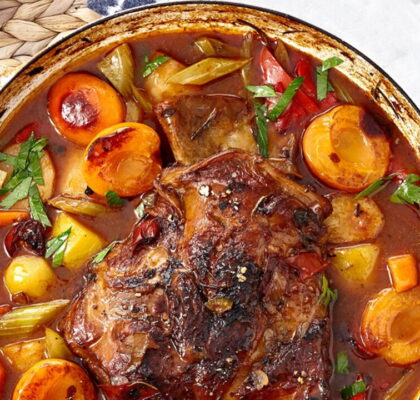 Braised Lamb Shoulder with Apricots