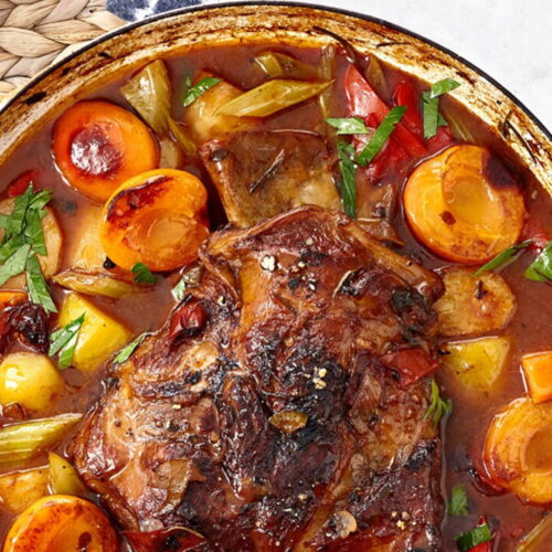 Braised Lamb Shoulder with Apricots