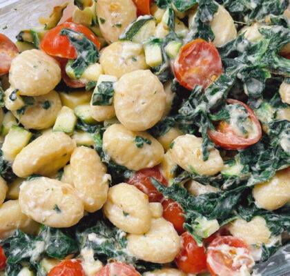 Baked Gnocchi with Spinach and Cherry Tomatoes