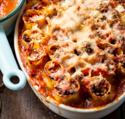 Cannelloni Gratin with Tomato Sauce