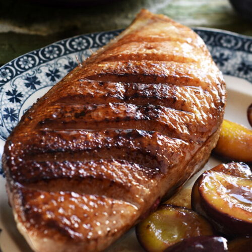 Duck Breast with Plums in Spiced Honey Syrup