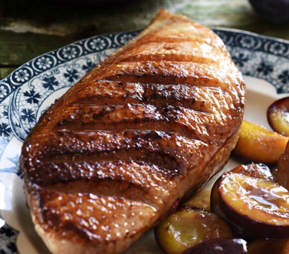 Duck Breast with Plums in Spiced Honey Syrup