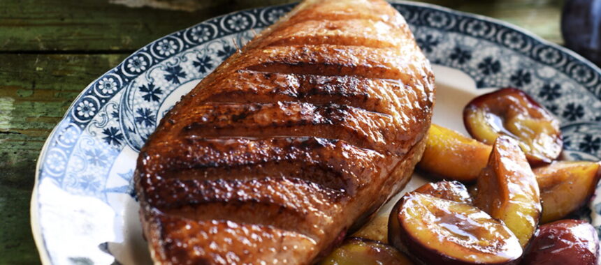 Duck Breast with Plums in Spiced Honey Syrup