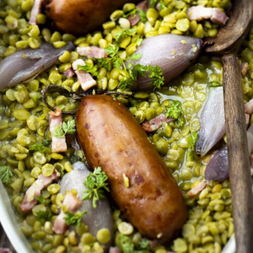 Stewed Split Peas and Smoked Sausages