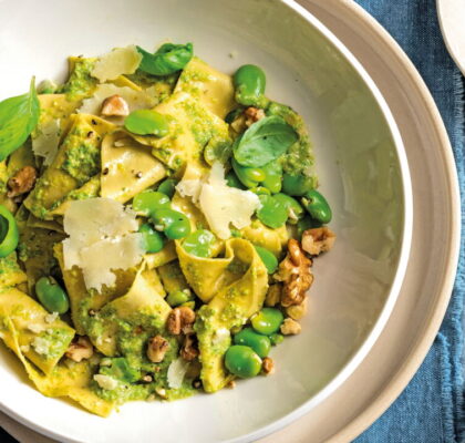 Pappardelle with Fava Bean and Walnut Cream