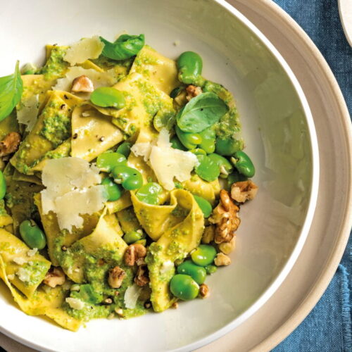 Pappardelle with Fava Bean and Walnut Cream