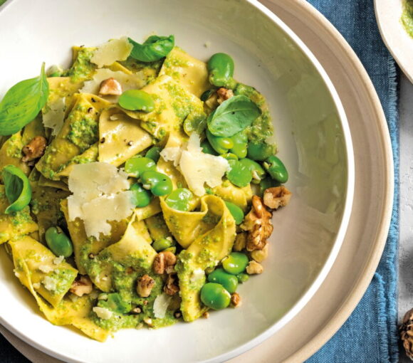 Pappardelle with Fava Bean and Walnut Cream