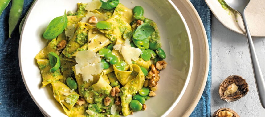 Pappardelle with Fava Bean and Walnut Cream