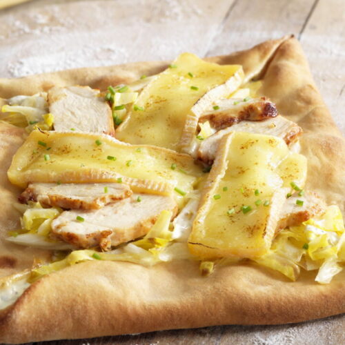 Endive, Chicken, and Maroilles Pizza Calzone