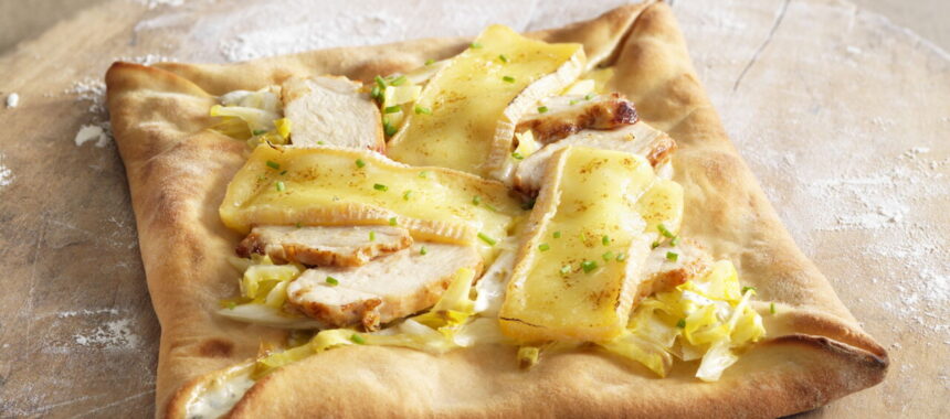 Endive, Chicken, and Maroilles Pizza Calzone