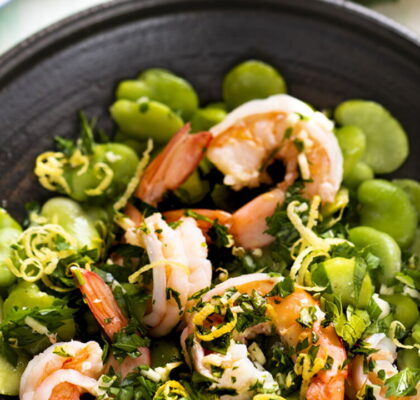 Sautéed Fava Beans with Shrimp and Gremolata