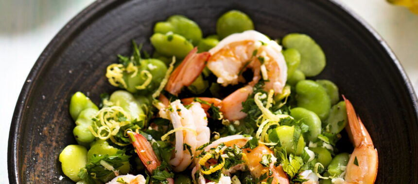 Sautéed Fava Beans with Shrimp and Gremolata