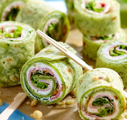 Spinach and Ham Crepe Rolls