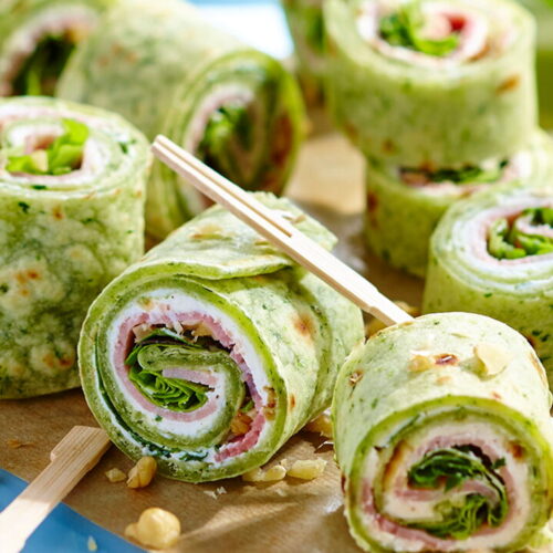 Spinach and Ham Crepe Rolls