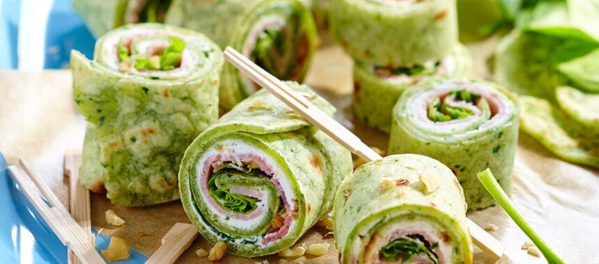 Spinach and Ham Crepe Rolls