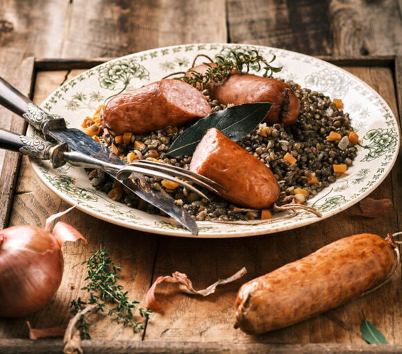 Sausages with Lentils
