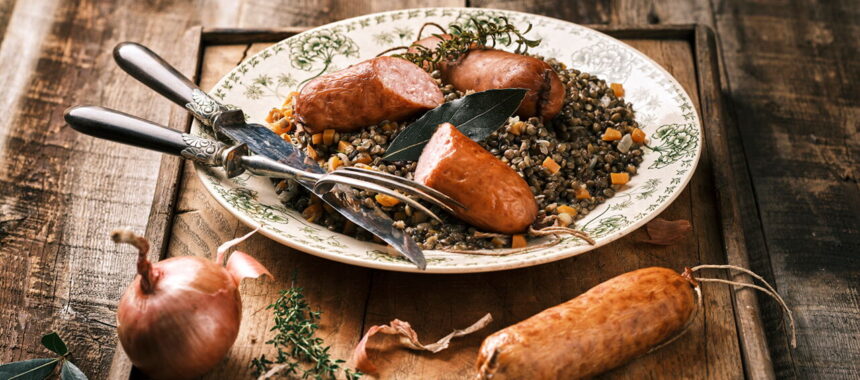 Sausages with Lentils