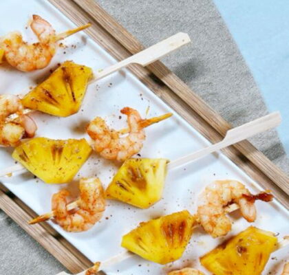 Caramelized Shrimp and Pineapple Skewers