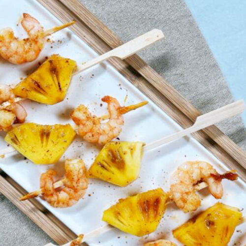 Caramelized Shrimp and Pineapple Skewers