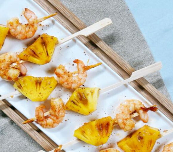 Caramelized Shrimp and Pineapple Skewers