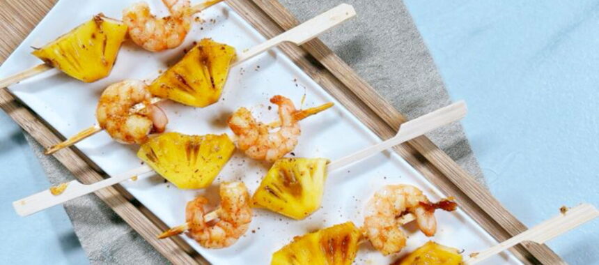 Caramelized Shrimp and Pineapple Skewers