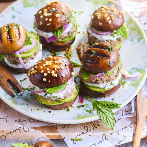 Lamb Burgers with Mint and Mushroom Buns