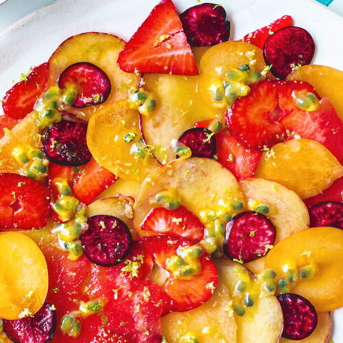 Summer Fruit Carpaccio with Passion Fruit Vinaigrette