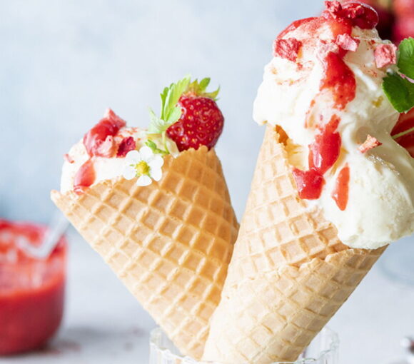 Vanilla Ice Cream Boosted with Strawberries