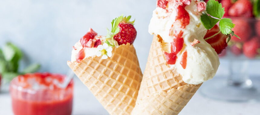 Vanilla Ice Cream Boosted with Strawberries