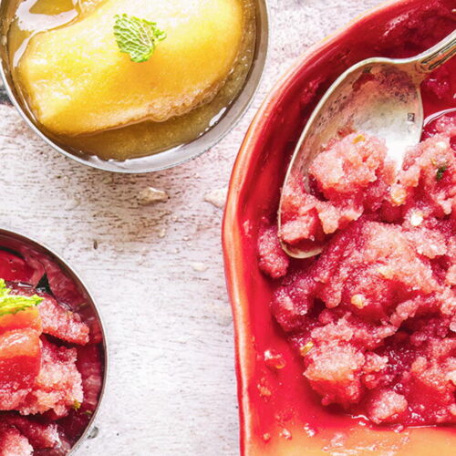 Minted Watermelon Granita & Melon Sorbet