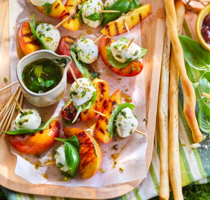 Nectarine and Mozzarella Skewers