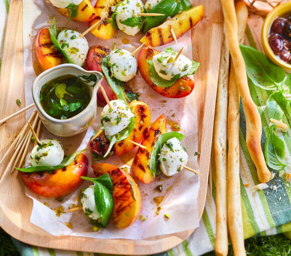 Nectarine and Mozzarella Skewers