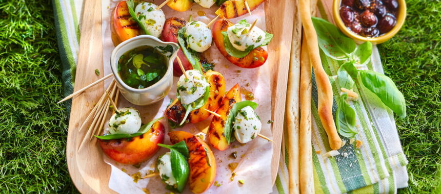 Nectarine and Mozzarella Skewers