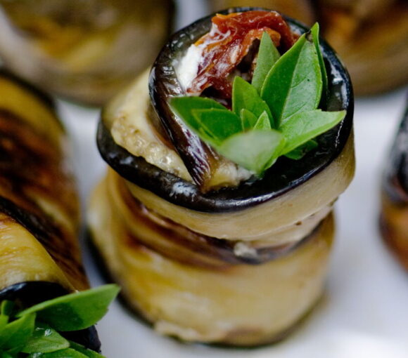 Eggplant Rolls with Fresh Goat Cheese