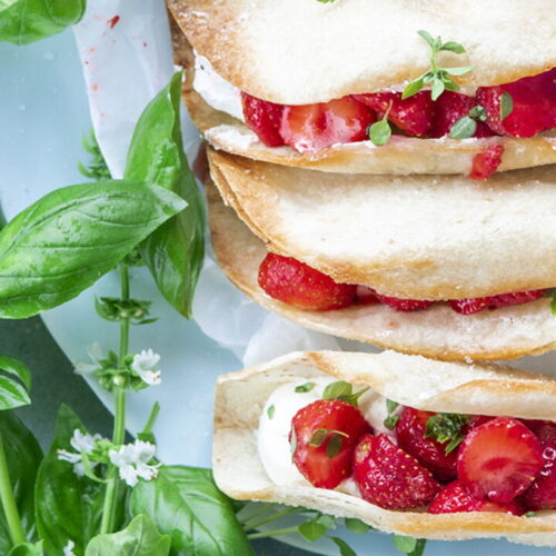 Sweet Strawberry Tacos with Fontainebleau and Basil