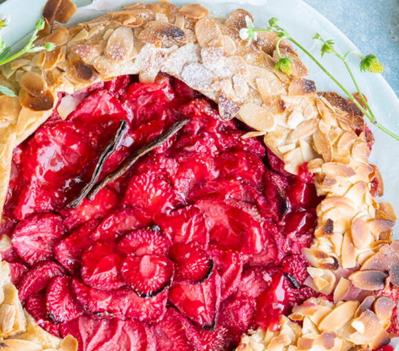 Rustic Strawberry, Almond, and Vanilla Tart